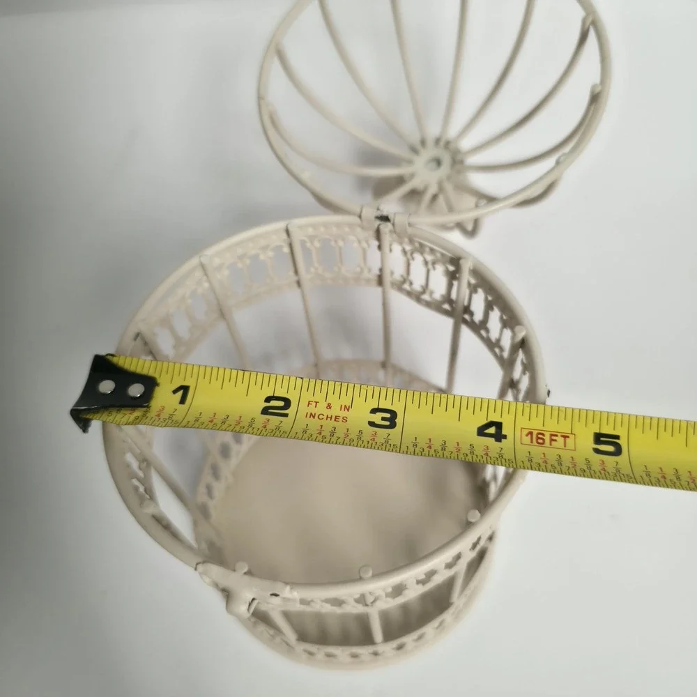 SmallWhite Metal Decorative Bird Cage Tealight Candle Holder Wedding Favor Decor